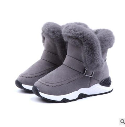 Children Boots Shoes New Winter Plush Warm Martin Boys Shoes Fashion Leather Soft Fleece Antislip Girls Boots
