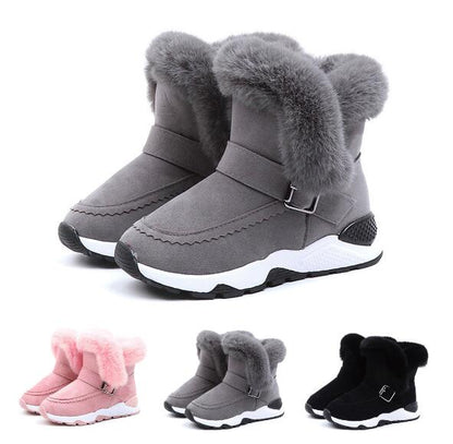 Children Boots Shoes New Winter Plush Warm Martin Boys Shoes Fashion Leather Soft Fleece Antislip Girls Boots