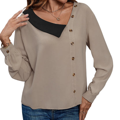 V-Neck Long Sleeve Casual Shirt for Women