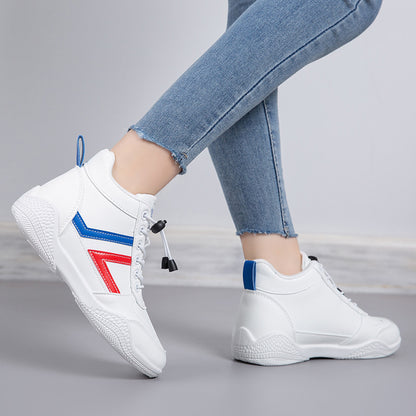 Mid top soft soled white shoes fashionable shoes anti slip and wear-resistant sports shoes for women