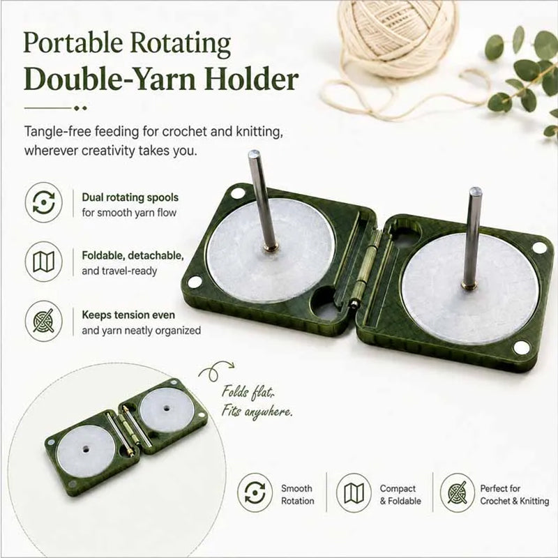 Portable Double Yarn Winder Spinner Foldable Yarn Holder for Knitters & Crocheters