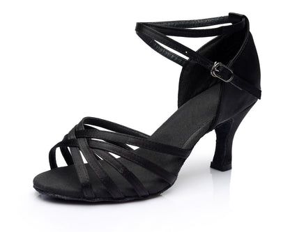 Latin dance shoes for adult women with medium to high heels Latin dance indoor training shoes satin gymnastics shoes