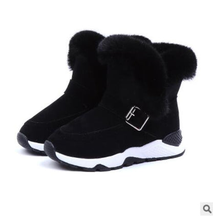 Children Boots Shoes New Winter Plush Warm Martin Boys Shoes Fashion Leather Soft Fleece Antislip Girls Boots