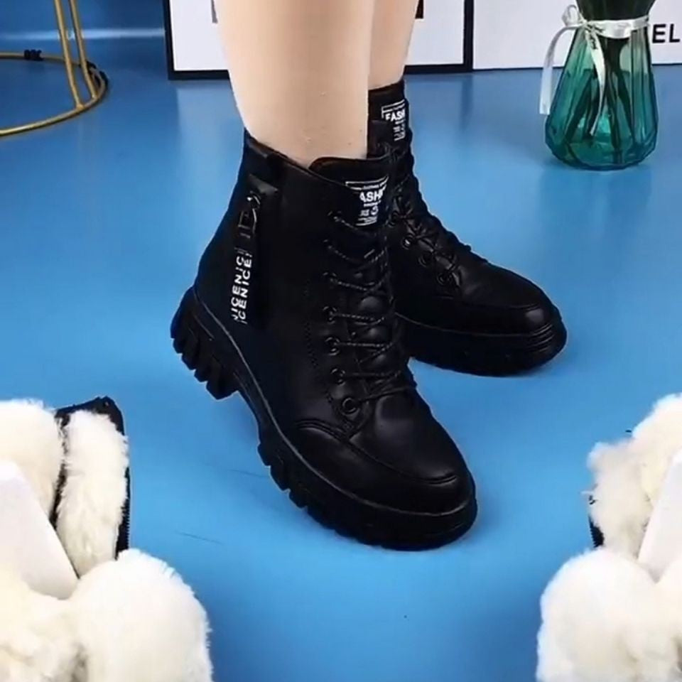 Autumn and Winter New Foreign Trade Large Women's Slope Heel Cotton Shoes Temu Thickened, Warm and Comfortable