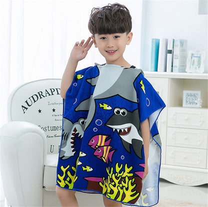 Children Cute Cartoon Hooded Cloak Beach Towel Animal Printed Microfiber Baby Boys Girls Kids Swimming Bath Towel  60X120cm