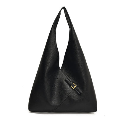 Solid color soft leather underarm bag
