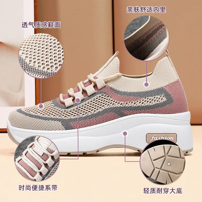 Thick soled casual style women's shoes height increasing shoes mesh breathable shoes children's shoes