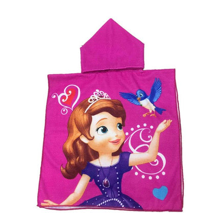 Children Cute Cartoon Hooded Cloak Beach Towel Animal Printed Microfiber Baby Boys Girls Kids Swimming Bath Towel  60X120cm