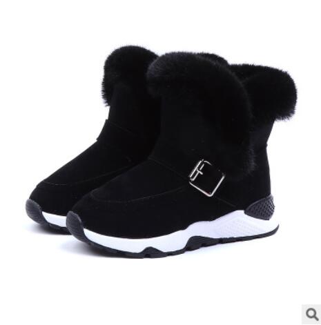 Children Boots Shoes New Winter Plush Warm Martin Boys Shoes Fashion Leather Soft Fleece Antislip Girls Boots