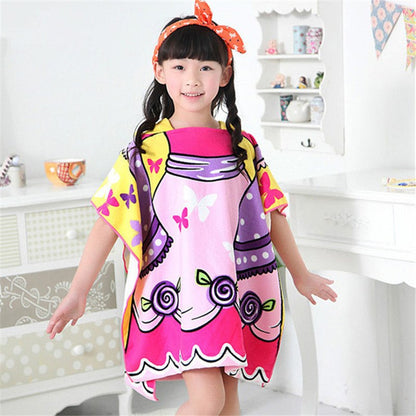 Children Cute Cartoon Hooded Cloak Beach Towel Animal Printed Microfiber Baby Boys Girls Kids Swimming Bath Towel  60X120cm